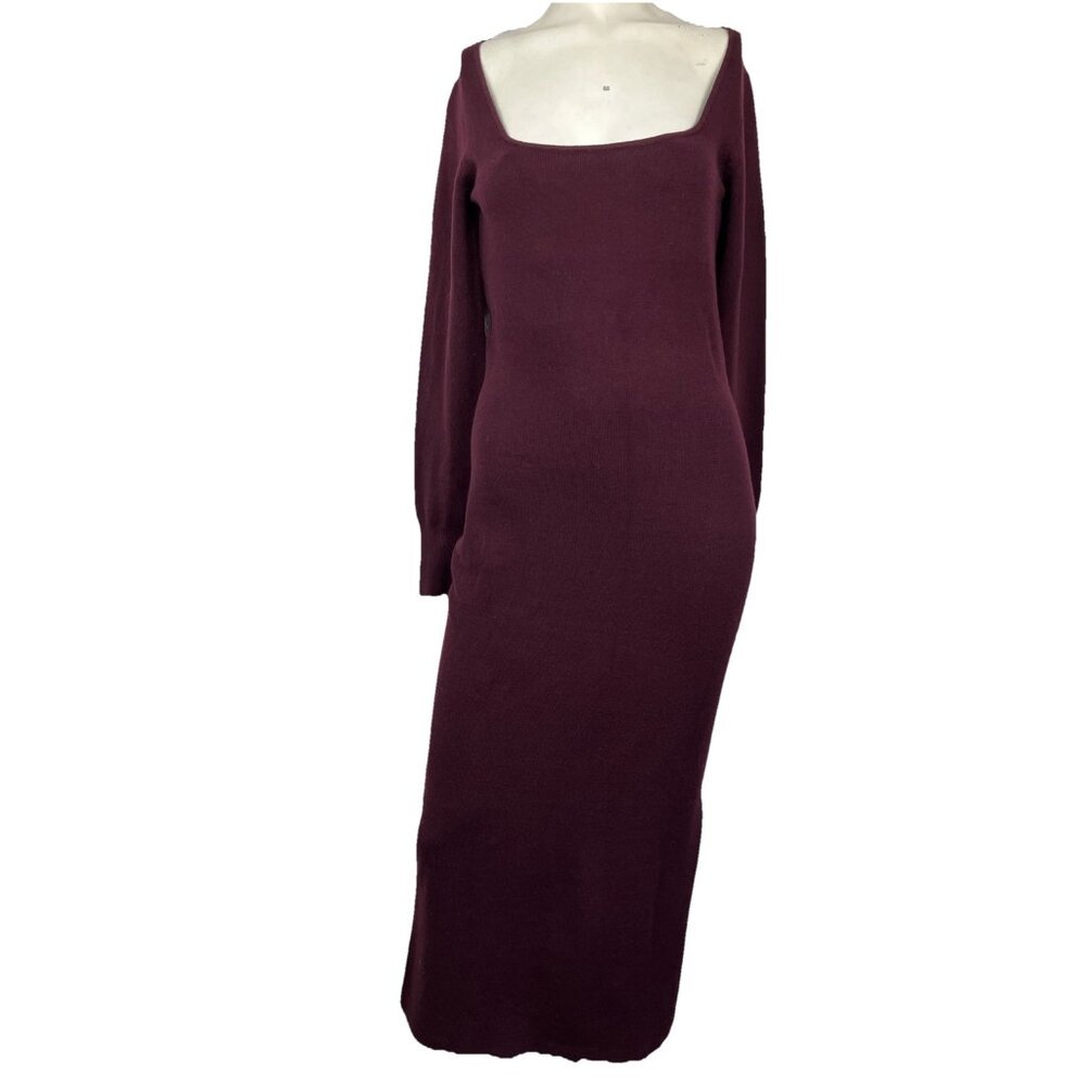 NWT NOS M French connection Heather Plumb Purple sweater Maxi dress Scoop Neck